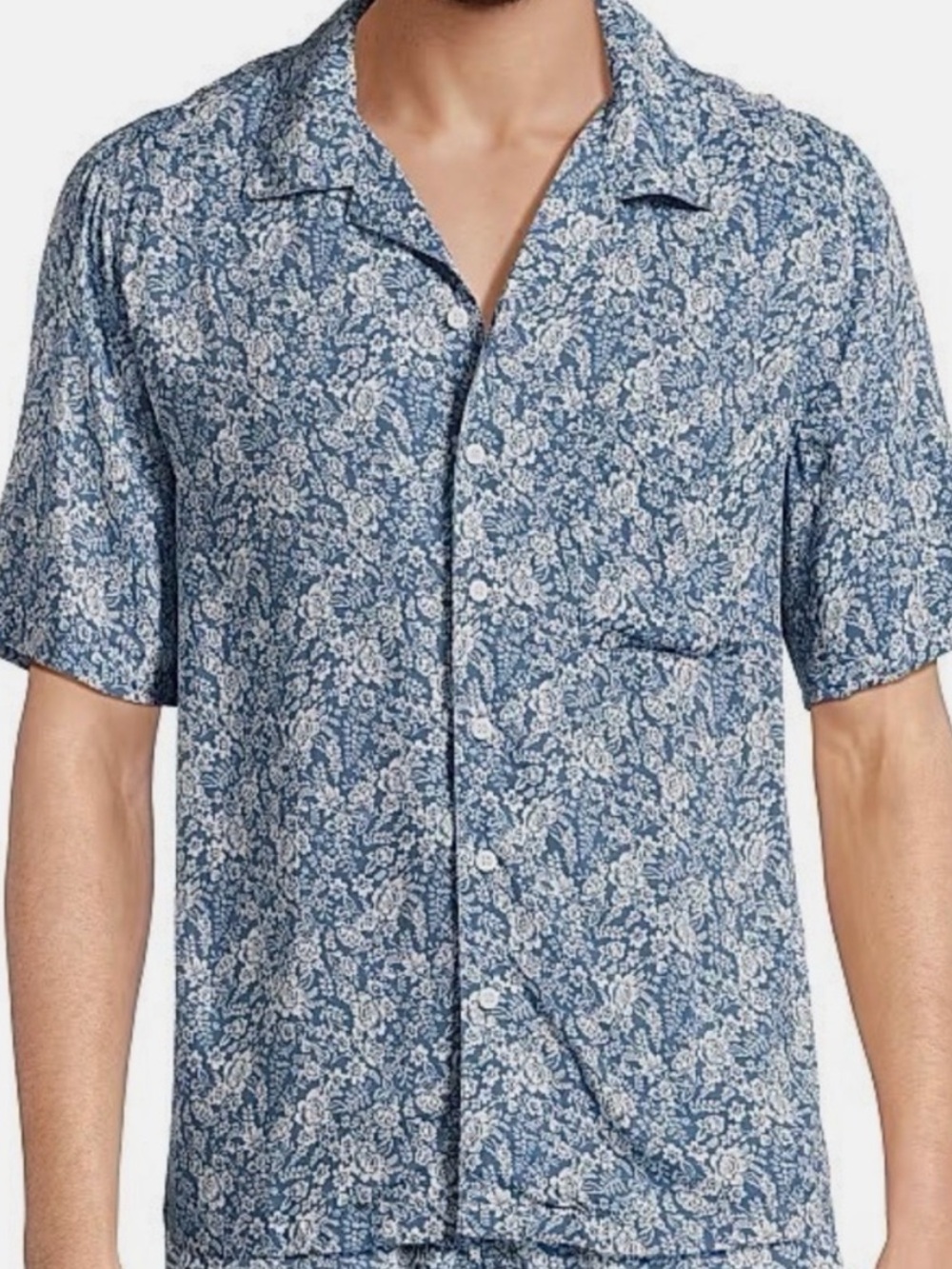 Onia Viscose Vacation Shirt Ratti Floral Toile Moonlight Blue Medium NWT